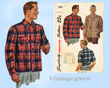1940s Vintage Simplicity Sewing Pattern 1961 Post WWII Men's Sports Shirt