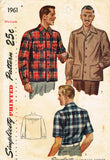 1940s Vintage Simplicity Sewing Pattern 1961 Post WWII Men's Sports Shirt