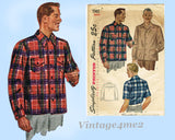 1940s Vintage Simplicity Sewing Pattern 1961 Post WWII Men's Sports Shirt