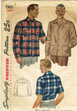 1940s Vintage Simplicity Sewing Pattern 1961 Post WWII Men's Sports Shirt