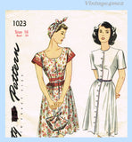 Simplicity 1023: 1940s WWII Misses Dress & Purse Sz 34 B Vintage Sewing Pattern