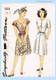 Simplicity 1023: 1940s WWII Misses Dress & Purse Sz 34 B Vintage Sewing Pattern