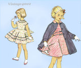 1950s Vintage Simplicity Sewing Pattern 1024 Uncut Toddler Girls Dress & Coat Sz 4