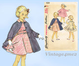1950s Vintage Simplicity Sewing Pattern 1024 Uncut Toddler Girls Dress & Coat Sz 4