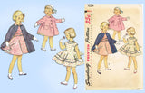 1950s Vintage Simplicity Sewing Pattern 1024 Uncut Toddler Girls Dress & Coat Sz 4