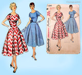1950s Vintage Simplicity Sewing Pattern 1095 Uncut Plus Size Ladies Dress Sz 41 Bust