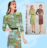 1940s Vintage Simplicity Sewing Pattern 1127 Misses WWII Day Dress Size 34 B