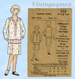 1920s Vintage Simplicity Sewing Pattern 113 Sweet Little Girls Flapper Dress Size 14