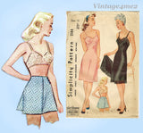 Simplicity 1144: 1940s Misses WWII Slip and Panties Sz 34 B Vintage Sewing Pattern