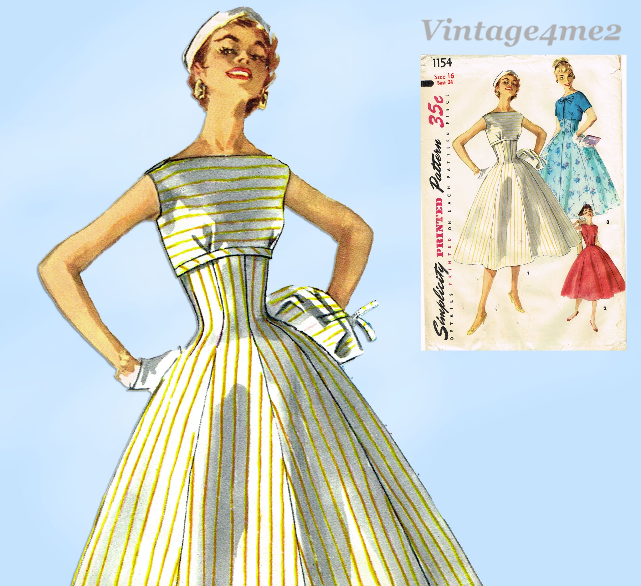 Simplicity 1154: 1950s Misses Dress Sz 32 Bust Vintage Sewing Pattern –  Vintage4me2