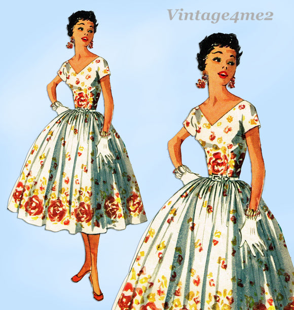 Simplicity 1159: 1950s Simple Misses Summer Dress Sz 32 B Vintage Sewing Pattern