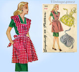 1940s Vintage Simplicity Sewing Pattern 1163 WWII Misses Full or Half Apron SM