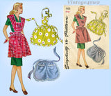 1940s Vintage Simplicity Sewing Pattern 1163 WWII Misses Full or Half Apron SM