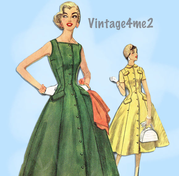 Simplicity 1175: 1950s Uncut Flared Princess Dress 32 B Vintage Sewing Pattern