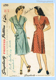 Simplicity 1199: 1940s WWII Misses Wrap Dress Sz 34 B Vintage Sewing Pattern