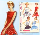 Simplicity 1201: 1950s Easy Misses Summer Blouse Sz 30 B Vintage Sewing Pattern