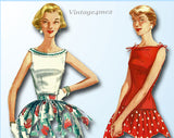 Simplicity 1201: 1950s Easy Misses Summer Blouse Sz 30 B Vintage Sewing Pattern