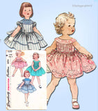 1950s Vintage Simplicity Pattern 1220 Uncut Toddler Girls Tucked Dress Size 3