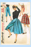 Original circa 1955 Simplicity Pattern No. 1231 - Junior Misses' and Misses' Wrap-Around Skirt and Tapered Pants