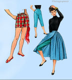 Simplicity 1231: 1950s Funky Misses Pants and Skirt Sz 24 W Vintage Sewing Pattern
