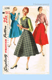 1950s Vintage Simplicity Sewing Pattern 1246 Misses Dress Jumper Blouse