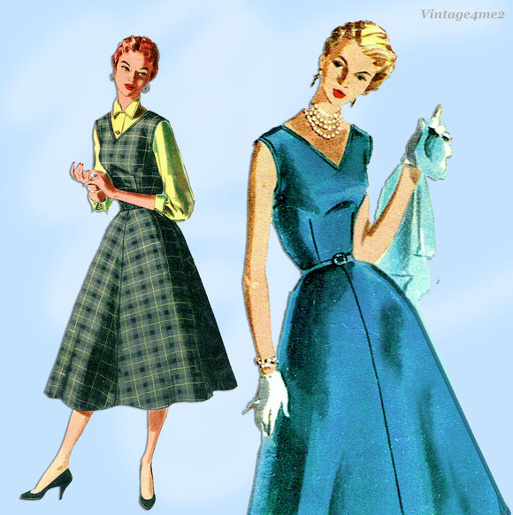 1950s Vintage Simplicity Sewing Pattern 1246 Misses Dress Jumper Blouse