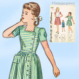 1940s Vintage Simplicity Pattern 1267 Uncut Toddler Girls WWII Dress Size 6