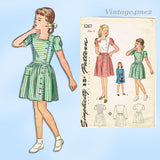 1940s Vintage Simplicity Pattern 1267 Uncut Toddler Girls WWII Dress Size 6