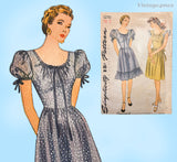 1940s Vintage Simplicity Sewing Pattern 1270 Misses WWII Day Dress Size 32 B