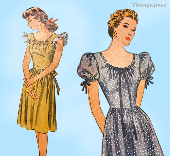 1940s Vintage Simplicity Sewing Pattern 1270 Misses WWII Day Dress Size 32 B