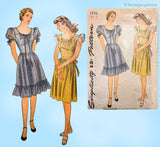 1940s Vintage Simplicity Sewing Pattern 1270 Misses WWII Day Dress Size 32 B