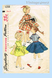 1950s Vintage Simplicity Sewing Pattern 1288 Cute Toddler Girls Sun Dress Size 4