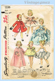 1950s Vintage Simplicity Sewing Pattern 1336 Cute 25in Sweet Sue Doll Clothes