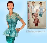 Simplicity 1344: 1950s Uncut Misses Tunic Blouse Sz 38 B Vintage Sewing Pattern