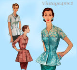 Simplicity 1344: 1950s Uncut Misses Tunic Blouse Sz 38 B Vintage Sewing Pattern