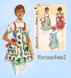 1950s Vintage Simplicity Sewing Pattern 1359 1 Yard Heart Pocket Apron Fits All