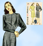 1940s Vintage Simplicity Sewing Pattern 1388 Misses WWII Street Dress Sz 34 B