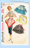 1950s Vintage Simplicity Sewing Pattern 1391 Cute Misses 1 Yard Apron Fits All