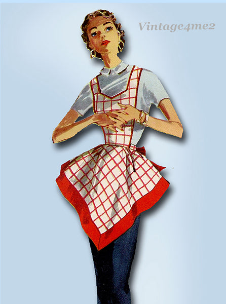 1950s Vintage Simplicity Sewing Pattern 1391 Cute Misses 1 Yard Apron Fits All