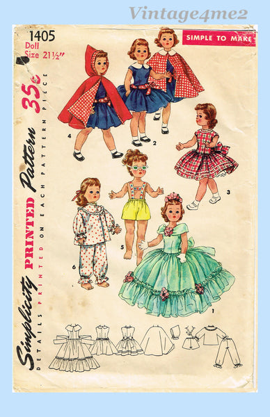 1950s Vintage Simplicity Sewing Pattern 1405 21 1/2 Inch Toni Walker Doll Clothes