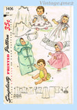 1950s Vintage Simplicity Sewing Pattern 1406 20 Inch Tiny Tears Doll Clothes