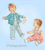 Simplicity 1436: 1950s Infant Overalls and Topper Sz 6mos Vintage Sewing Pattern