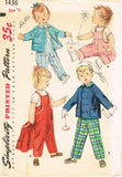 Simplicity 1436: 1950s Infant Overalls and Topper Sz 6mos Vintage Sewing Pattern