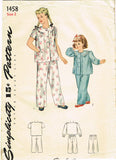 Simplicity 1458: 1940s Sweet Toddler Pajamas Size 2 Vintage Sewing Pattern WWII