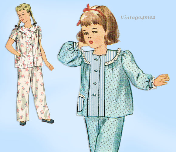 Simplicity 1458: 1940s Sweet Toddler Pajamas Size 2 Vintage Sewing Pattern WWII