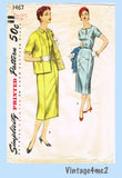 Simplicity 1467: 1950s Plus Size Women's Dress Size 43 B Vintage Sewing Pattern