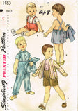 1950s Vintage Simplicity Sewing Pattern 1483 Uncut Baby Boy's 3 Piece Suit Size 3