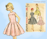 1950s Vintage Simplicity Sewing Pattern 1496 Sweet Little Girls Dress Sz 12