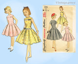 1950s Vintage Simplicity Sewing Pattern 1496 Sweet Little Girls Dress Sz 12