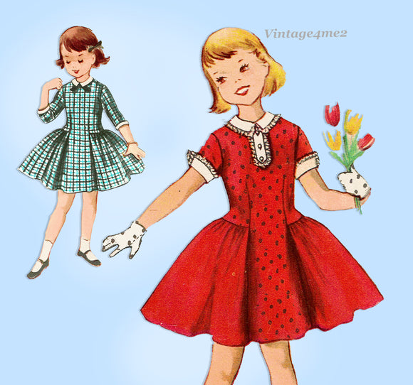 Simplicity 1499: 1950s Sweet Toddler Girls Dress Size 4 Vintage Sewing Pattern